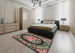Traditional Bakers Brown Medallion Rug in a Bedroom, tr921