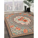 Traditional Light French Beige Brown Medallion Rug in Family Room, tr922