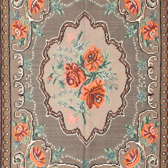 Traditional Light French Beige Brown Medallion Rug, tr922