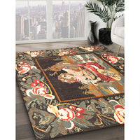 Traditional Dark Sienna Brown Medallion Rug, tr924