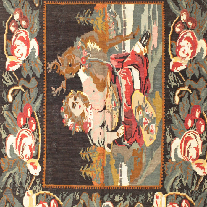 Traditional Dark Sienna Brown Medallion Rug, tr924