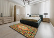 Traditional Red Medallion Rug in a Bedroom, tr925