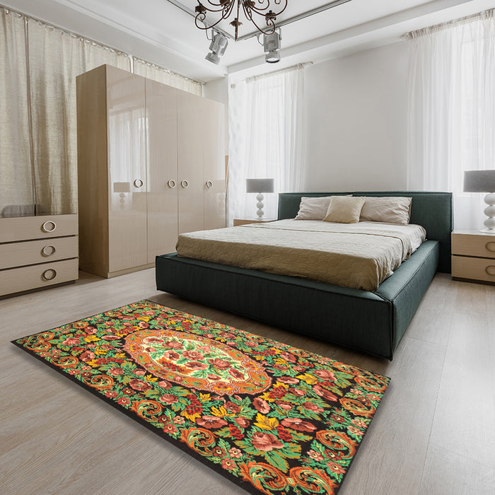 Traditional Red Medallion Rug in a Bedroom, tr925