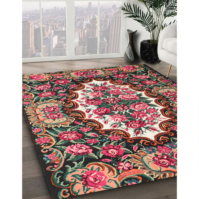 Traditional Brown Persian Rug in Family Room, tr928