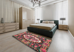 Traditional Brown Persian Rug in a Bedroom, tr928