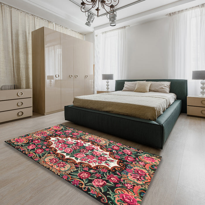 Traditional Brown Persian Rug in a Bedroom, tr928