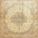 Square Traditional Brown Gold Medallion Rug, tr92