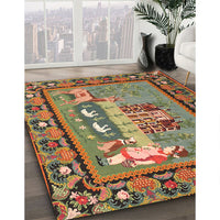 Traditional Copper Green Medallion Rug, tr931