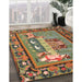 Traditional Copper Green Medallion Rug in Family Room, tr931