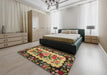 Traditional Red Brown Persian Rug in a Bedroom, tr932
