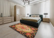 Machine Washable Traditional Gold Rug in a Bedroom, wshtr934