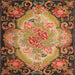 Square Traditional Gold Medallion Rug, tr934