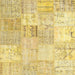 Square Traditional Chrome Gold Yellow Patchwork Rug, tr935