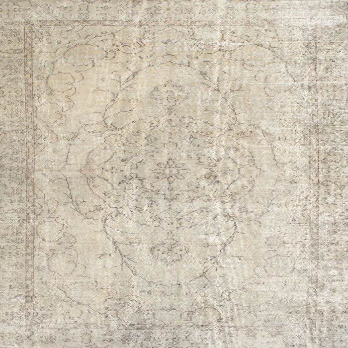 Square Traditional Light French Beige Brown Persian Rug, tr938