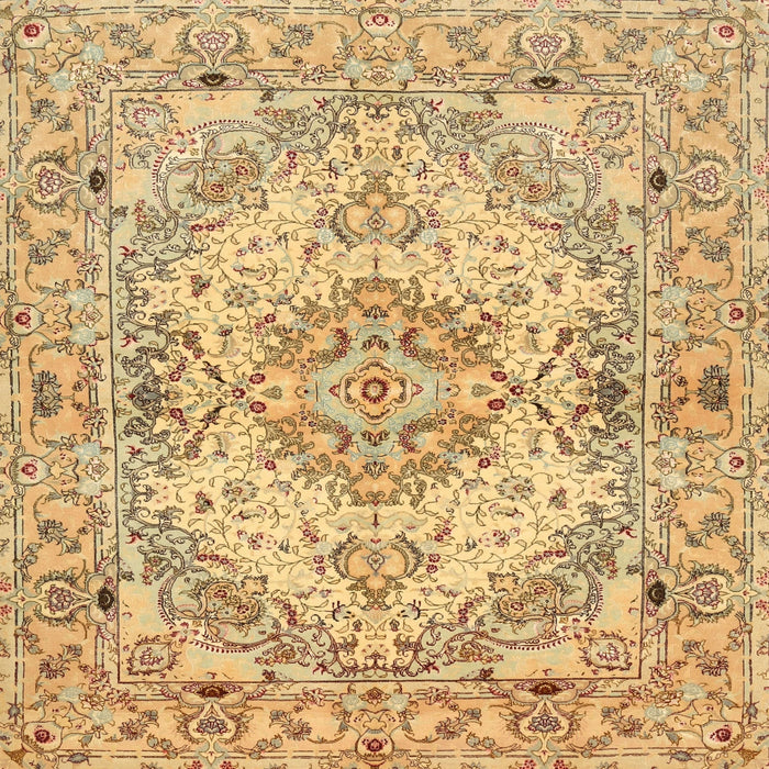 Square Traditional Chrome Gold Yellow Persian Rug, tr939