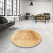 Round Traditional Dark Orange Persian Rug in a Office, tr944