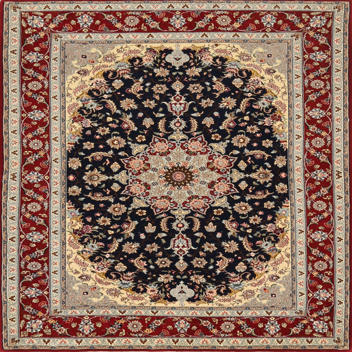 Round Machine Washable Traditional Vermilion Red Rug, wshtr945
