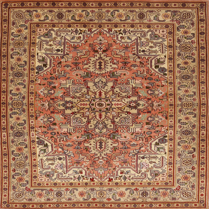 Square Traditional Mahogany Brown Persian Rug, tr947