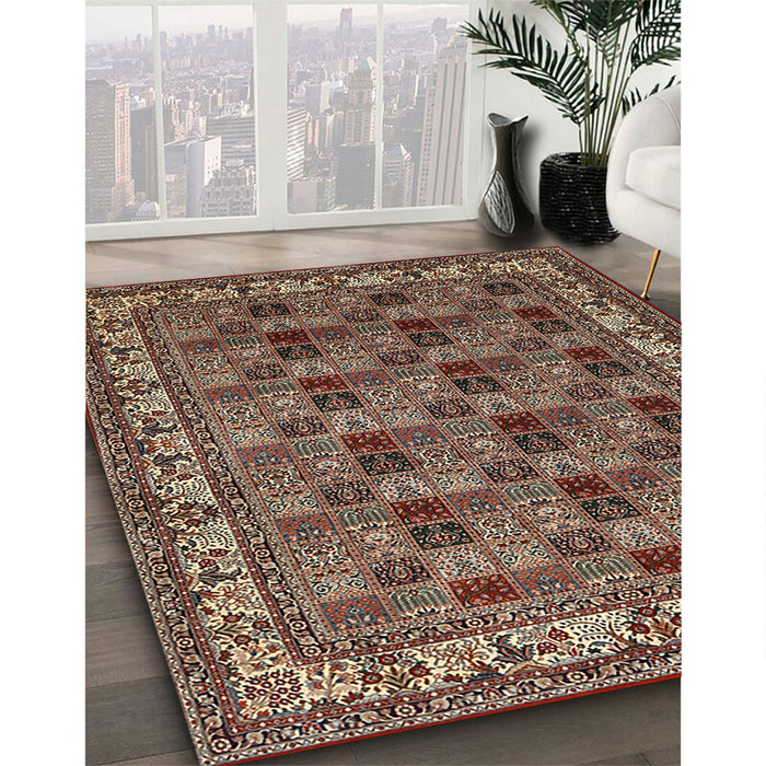 Traditional Camel Brown Persian Rug in Family Room, tr948