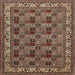 Round Machine Washable Traditional Camel Brown Rug, wshtr948