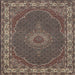 Round Machine Washable Traditional Bakers Brown Rug, wshtr949