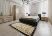 Traditional Brownish Green Oriental Rug in a Bedroom, tr94