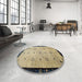 Round Traditional Brownish Green Oriental Rug in a Office, tr94