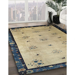 Machine Washable Traditional Brown Green Rug in a Family Room, wshtr94