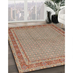 Traditional Sienna Brown Persian Rug in Family Room, tr950