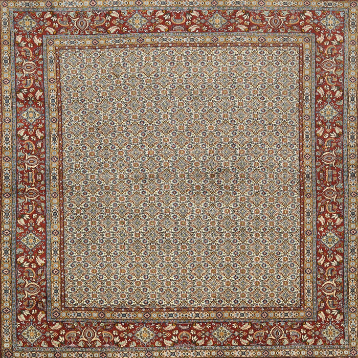 Round Machine Washable Traditional Light French Beige Brown Rug, wshtr951