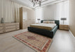 Traditional Light French Beige Brown Persian Rug in a Bedroom, tr953