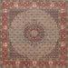 Square Traditional Light French Beige Brown Medallion Rug, tr957