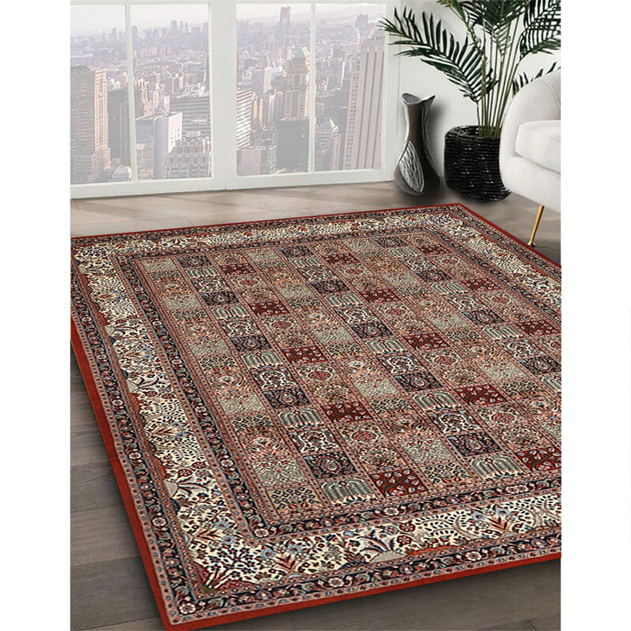 Traditional Camel Brown Persian Rug in Family Room, tr959