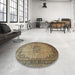 Round Traditional Reddish Brown Persian Rug in a Office, tr95