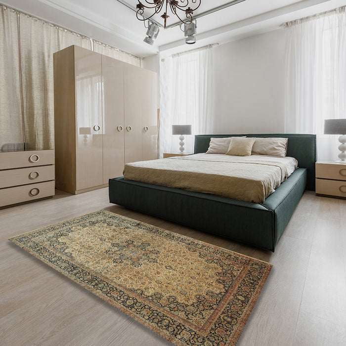 Machine Washable Traditional Red Brown Rug in a Bedroom, wshtr95