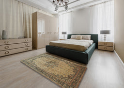 Traditional Reddish Brown Persian Rug in a Bedroom, tr95