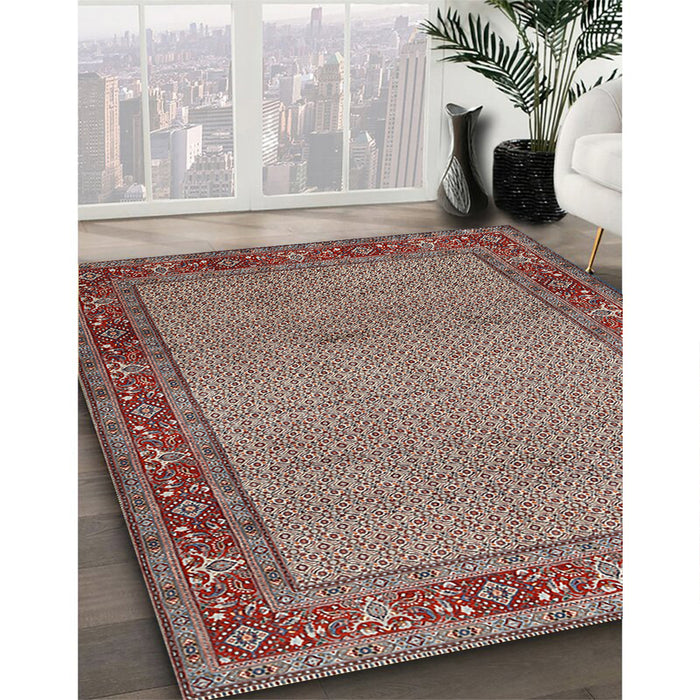 Traditional Light French Beige Brown Persian Rug in Family Room, tr960