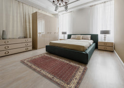 Traditional Camel Brown Persian Rug in a Bedroom, tr961