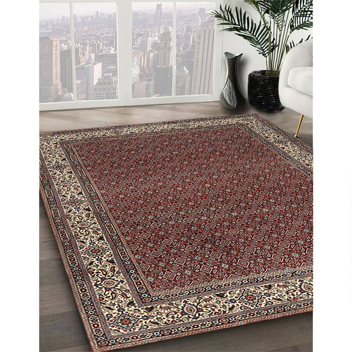 Traditional Camel Brown Persian Rug in Family Room, tr961