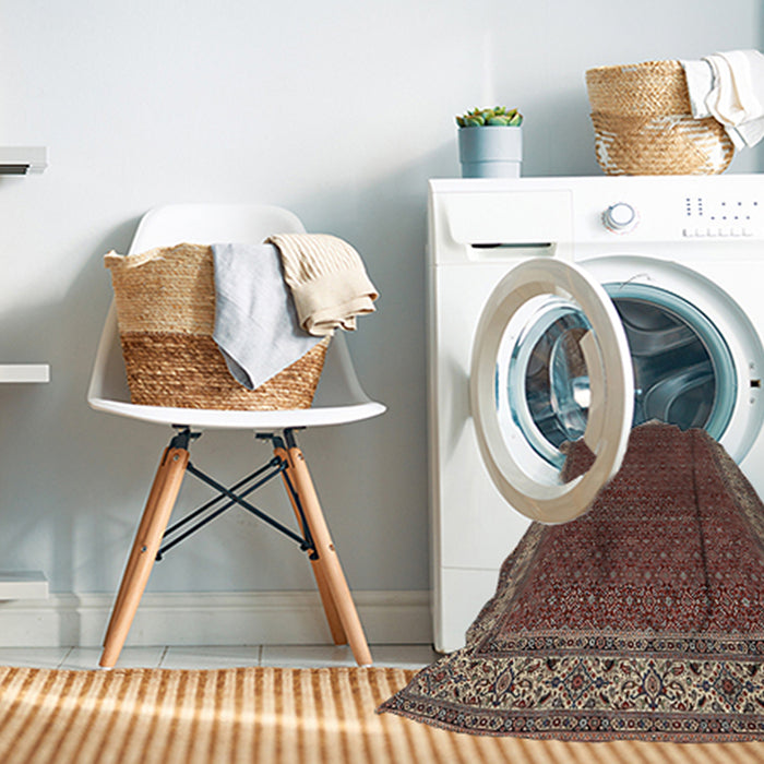 Machine Washable Traditional Camel Brown Rug in a Washing Machine, wshtr961