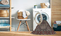 Machine Washable Traditional Bakers Brown Rug in a Washing Machine, wshtr962