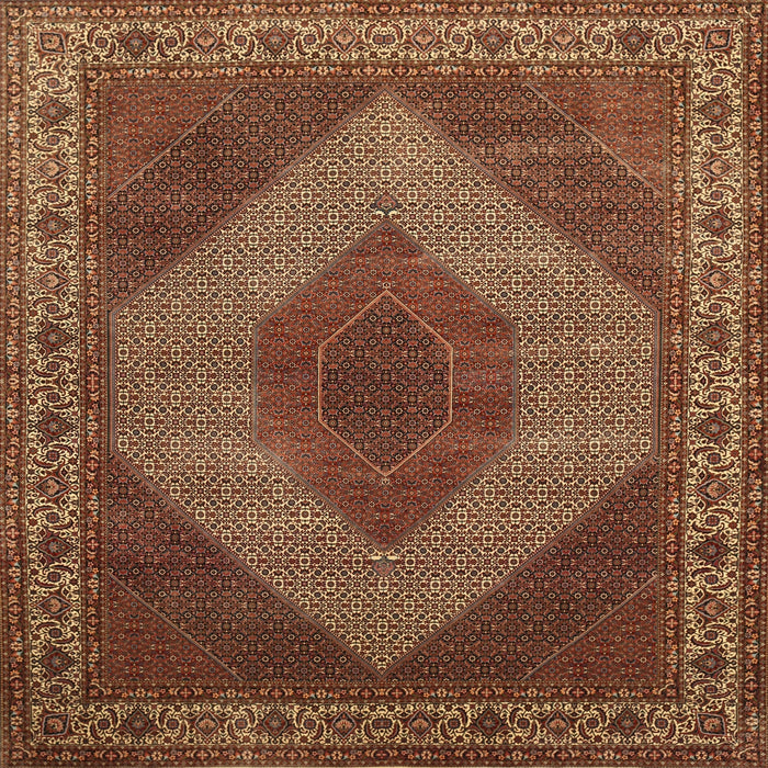 Round Machine Washable Traditional Saffron Red Rug, wshtr965
