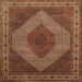 Round Machine Washable Traditional Saffron Red Rug, wshtr965