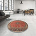Round Traditional Red Persian Rug in a Office, tr966