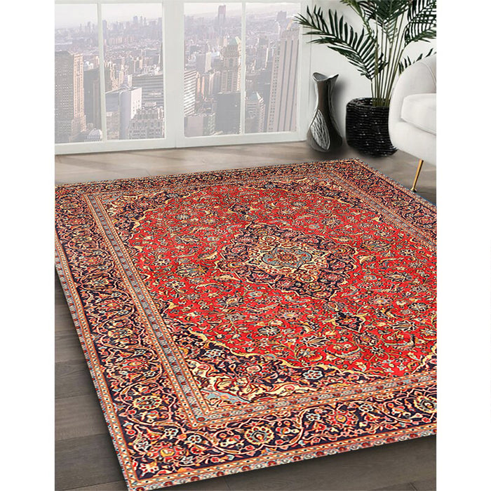 Traditional Sand Brown Persian Rug in Family Room, tr968
