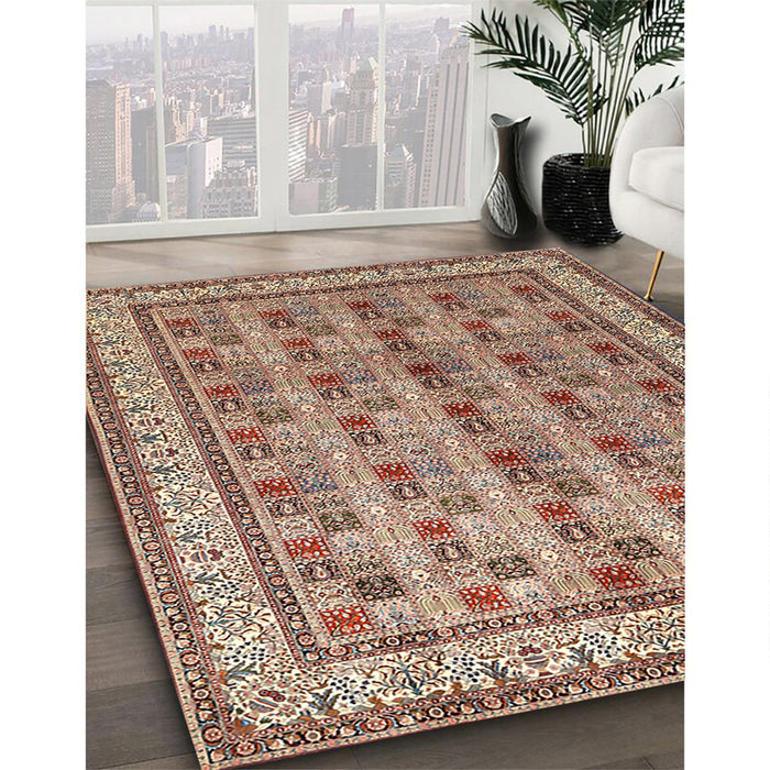 Traditional Brown Red Persian Rug in Family Room, tr969