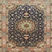 Square Traditional Dark Brown Medallion Rug, tr96