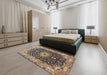 Traditional Dark Brown Medallion Rug in a Bedroom, tr96