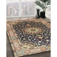 Traditional Dark Brown Medallion Rug, tr96