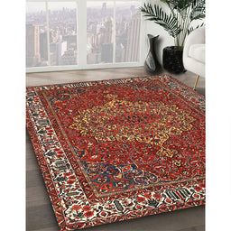 Traditional Dark Almond Brown Persian Rug in Family Room, tr970